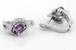 Серьги из серебра с аметистом и фианитами овал 4х6 мм 50531