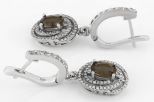 Серьги из серебра с раухтопазом и фианитами овал 6х8 мм 50957
