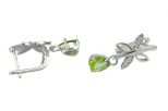 Серьги из серебра с хризолитом и фианитами капля 6х8 мм 50968