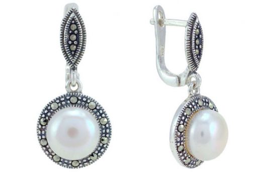 Серьги из серебра 925 пробы с жемчугом.