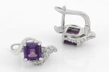 Серьги из серебра с александритом и фианитами квадрат 8х8 мм 51022