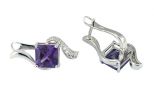 Серьги из серебра с александритом и фианитами квадрат 8х8 мм 51022