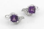 Серьги из серебра с александритом и фианитами квадрат 8х8 мм 51022