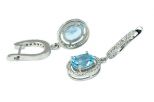 Серьги из серебра с топазом и фианитами овал 8х10 мм 51059