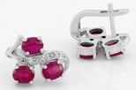 Серьги из серебра с рубином и фианитами 3 овала 4х5 мм 51582