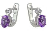 Серьги из серебра с аметистом и фианитами овал 6х8 мм 51688