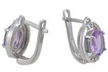 Серьги из серебра с аметистом и фианитами овал 6х8 мм 51709