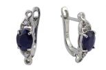 Серьги из серебра с сапфиром и фианитами овал 6х8 мм 51758
