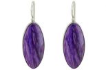 Серьги из серебра с чароитом овал 12х27 мм 51801