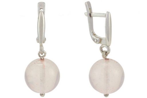 Серьги из серебра 925 пробы с розовым кварцем.