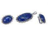 Серьги из серебра с лазуритом овал 15х22 мм 52272