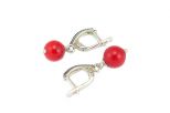 Серьги из серебра с кораллом красным шар 9 мм 52381