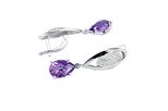 Серьги из серебра с аметистом и фианитами капля 8х12 мм 52407