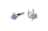 Серьги из серебра с аметистом квадрат 6х6 мм 52409