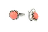 Серьги из серебра с кораллом розовым круг 12 мм 54630