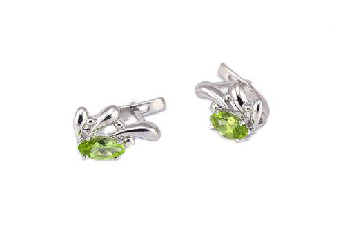 Серьги из серебра с Хризолитом.
