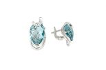Серьги из серебра с топазом и фианитами овал 10х14 мм 52506