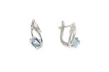 Серьги из серебра с топазом и фианитами прямоугольник 5х7 мм 52510