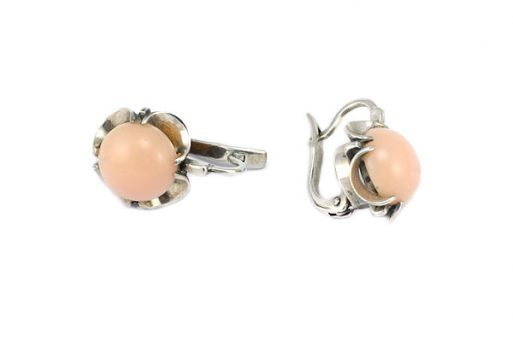 Серьги из серебра с Розовым Опалом.