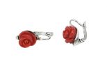 Серьги из серебра с кораллом красным роза 12 мм чаша 52624