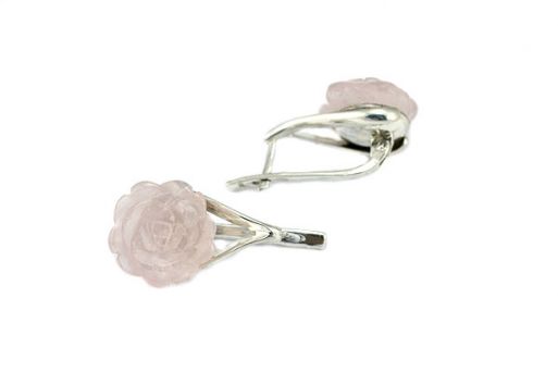 Серьги из серебра 925 пробы с Розовым кварцем.