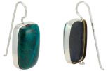 Серьги из серебра с Хризоколлой Прямоугольник 15х25 мм 52680