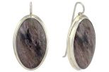 Серьги из серебра с чароитом овал 22х36 мм 52691