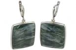 Серьги из серебра с Клинохлором Прямоугольник 24х26 мм 52738