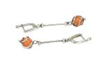Серьги из серебра с кораллом розовым шар 8 мм арбуз 52755