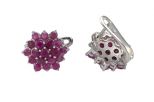 Серьги из серебра с рубином 19 кругов 3 мм 52864