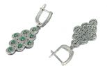 Серьги из серебра с изумрудом и фианитами 9 кругов 2 мм 52878
