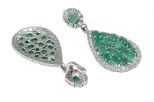 Серьги из серебра с изумрудом и фианитами 22 овала 52884