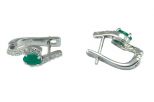 Серьги из серебра с изумрудом и фианитами овал 4х6 мм 52891