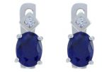 Серьги из серебра с сапфиром и фианитами овал 6х8 мм 52928