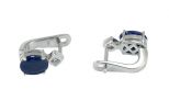 Серьги из серебра с сапфиром и фианитами овал 6х8 мм 52928