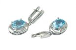 Серьги из серебра с топазом и фианитами овал 8х10 мм 52940