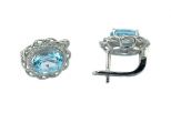 Серьги из серебра с топазом и фианитами овал 7х9 мм 52957