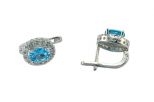 Серьги из серебра с топазом и фианитами овал 5х7 мм 52964