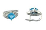 Серьги из серебра с топазом и фианитами квадрат 7х7 мм 52969