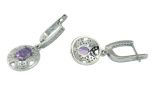 Серьги из серебра с аметистом и фианитами овал 5х7 мм 53145