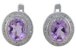 Серьги из серебра с аметистом и фианитами овал 8х10 мм 53152