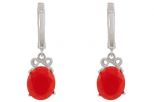 Серьги из серебра с кораллом красным овал 9х11 мм 53191