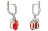 Серьги из серебра с кораллом красным овал 9х11 мм 53191