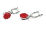 Серьги из серебра с кораллом красным овал 9х11 мм 53191