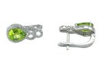 Серьги хризолит с фианитами. Вес 3,9 гр.