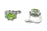 Серьги из серебра с хризолитом и фианитами овал 6х8 мм 53244