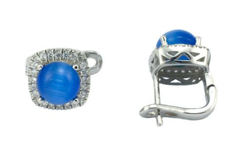 Серьги из серебра 925 пробы с кошачьим глазом.