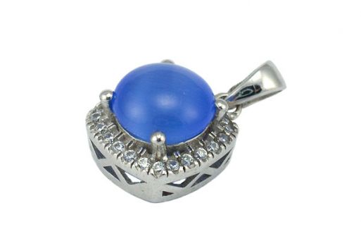 Кулон из серебра 925 пробы с кошачьим глазом.
