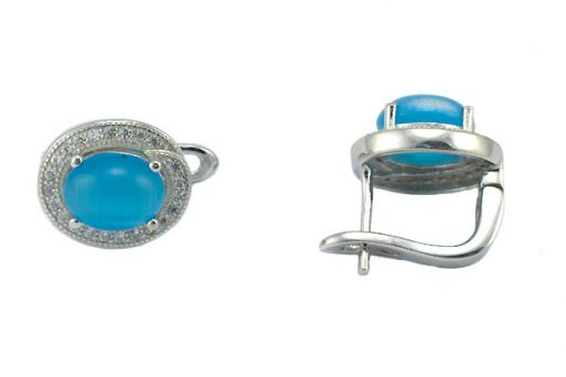 Серьги из серебра 925 пробы с кошачьим глазом.