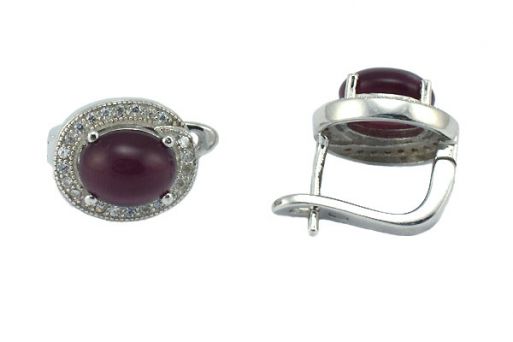 Серьги из серебра 925 пробы с кошачьим глазом.